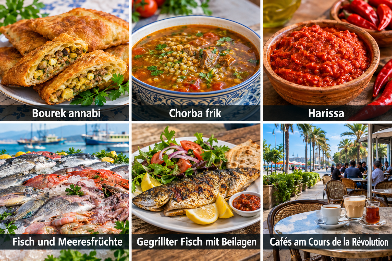 Bildcollage: Essen und Spezialitäten in Annaba