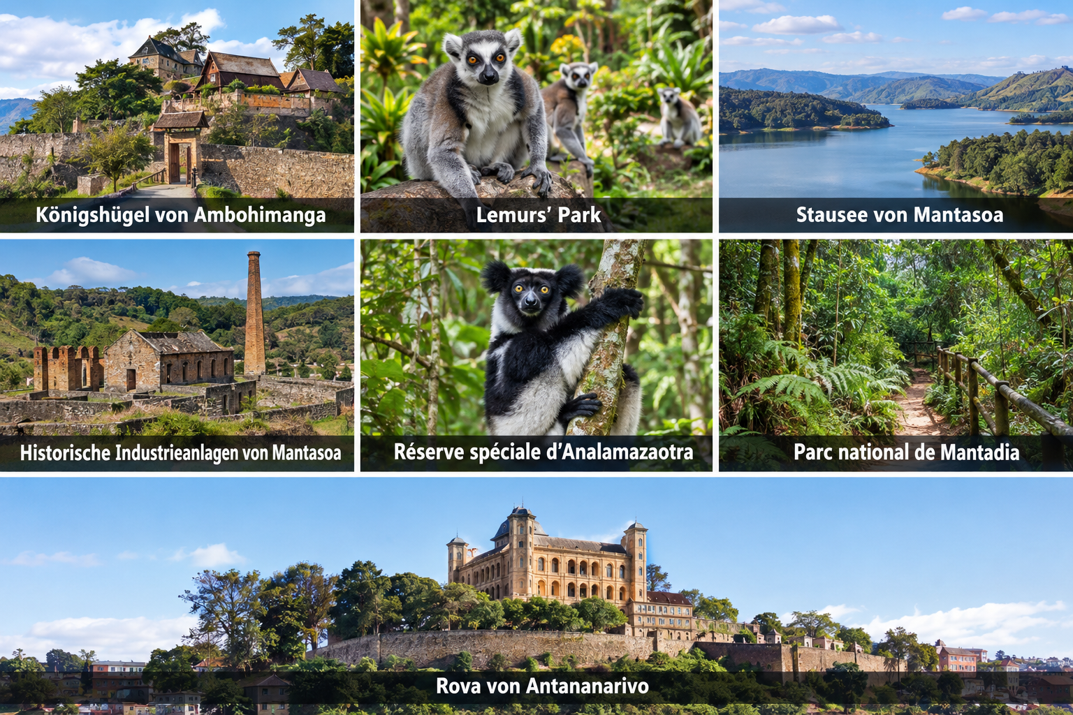 Bildcollage: Die besten Ausflüge ab Antananarivo