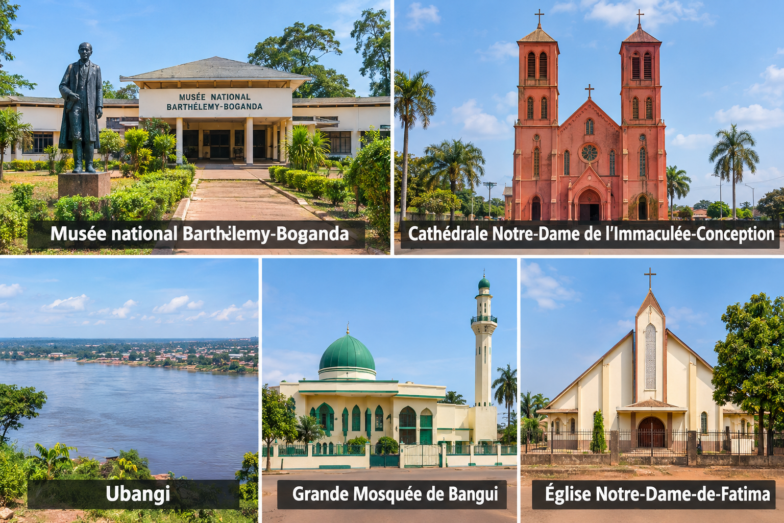 Bildcollage: Die schönsten Sehenswürdigkeiten in Bangui