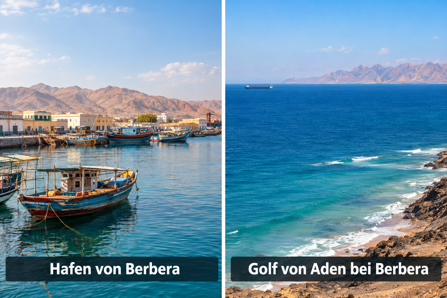 Bildcollage: Geschichte und Kultur der Hafenstadt in Berbera
