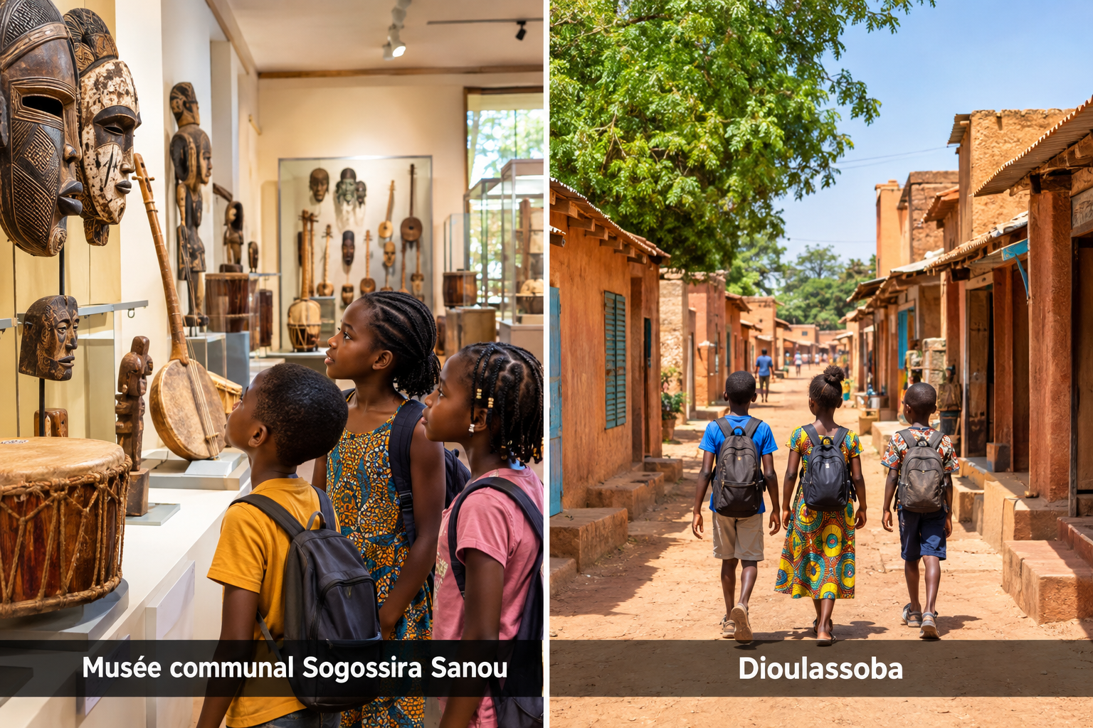 Bildcollage: Bobo-Dioulasso mit Kindern