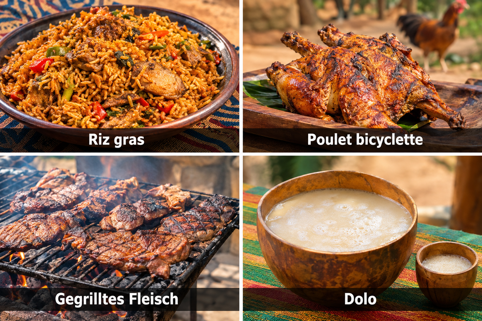 Bildcollage: Lokale Küche in Bobo-Dioulasso