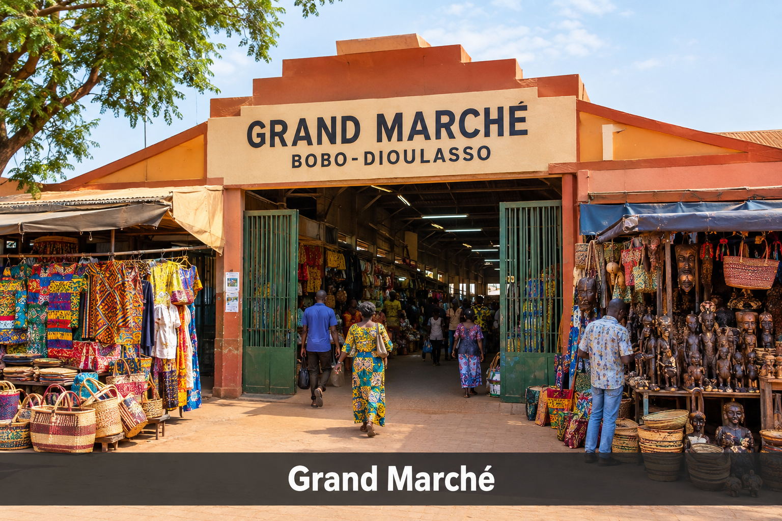 Bildcollage: Shopping, Handwerk und Souvenirs in Bobo-Dioulasso