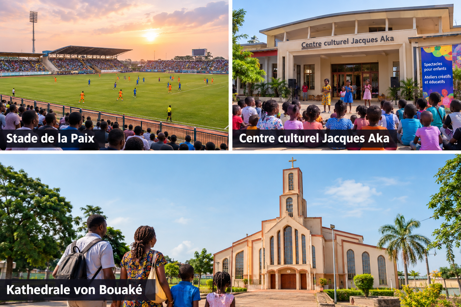 Bildcollage: Bouaké mit Kindern