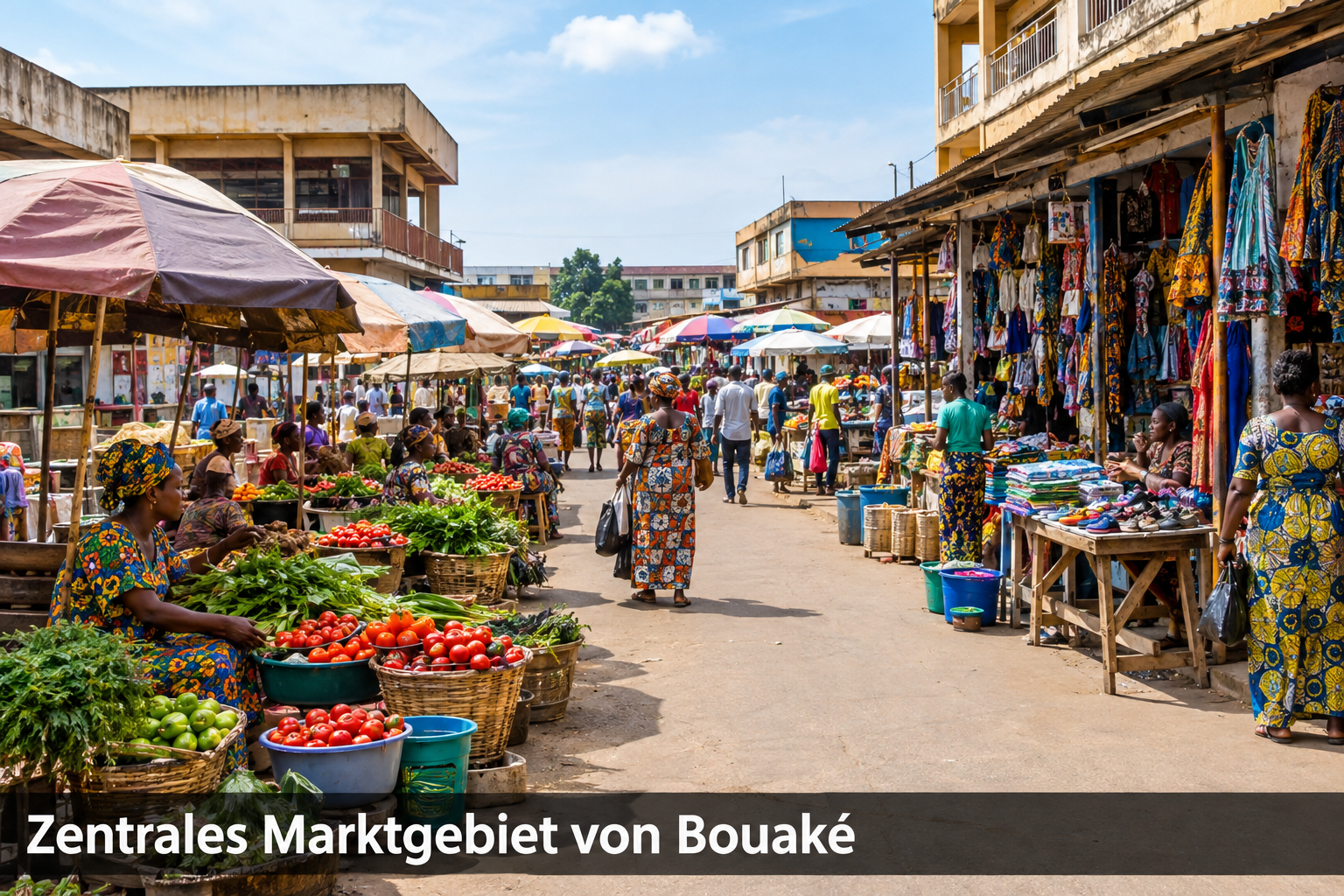 Bildcollage: Shopping und Märkte in Bouaké