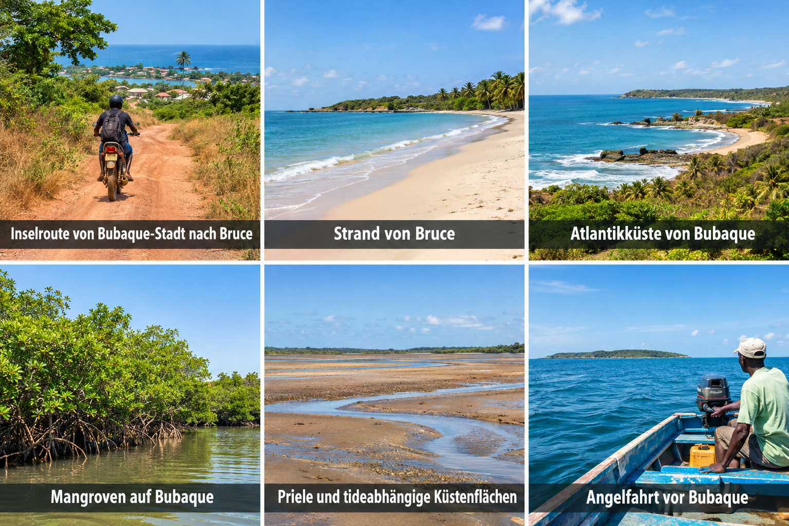 Bildcollage: Aktivitäten auf der Insel Bubaque