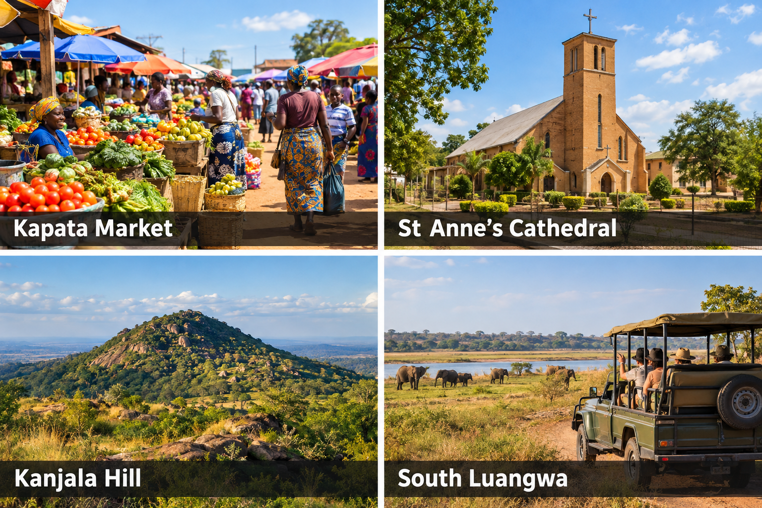Bildcollage: Chipata mit Kindern