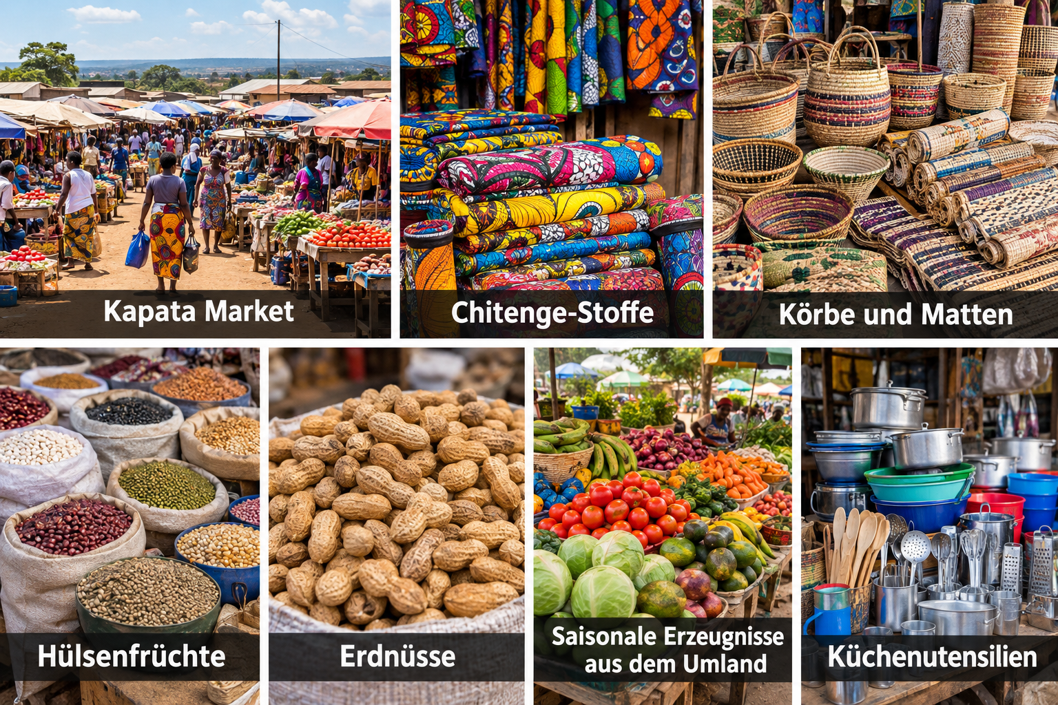 Bildcollage: Shopping und Einkaufen in Chipata