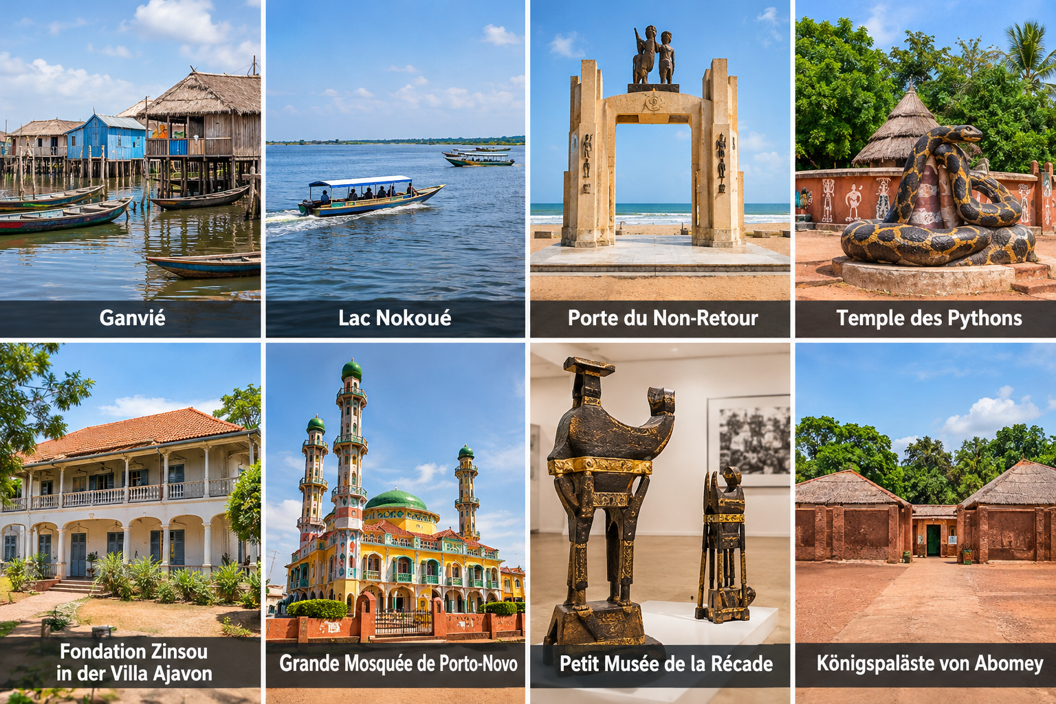 Bildcollage: Ausflüge ab Cotonou