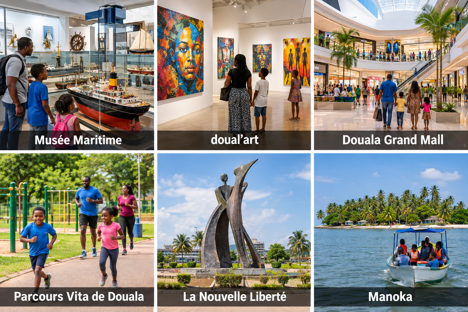 Bildcollage: Douala mit Kindern: geeignete Unternehmungen