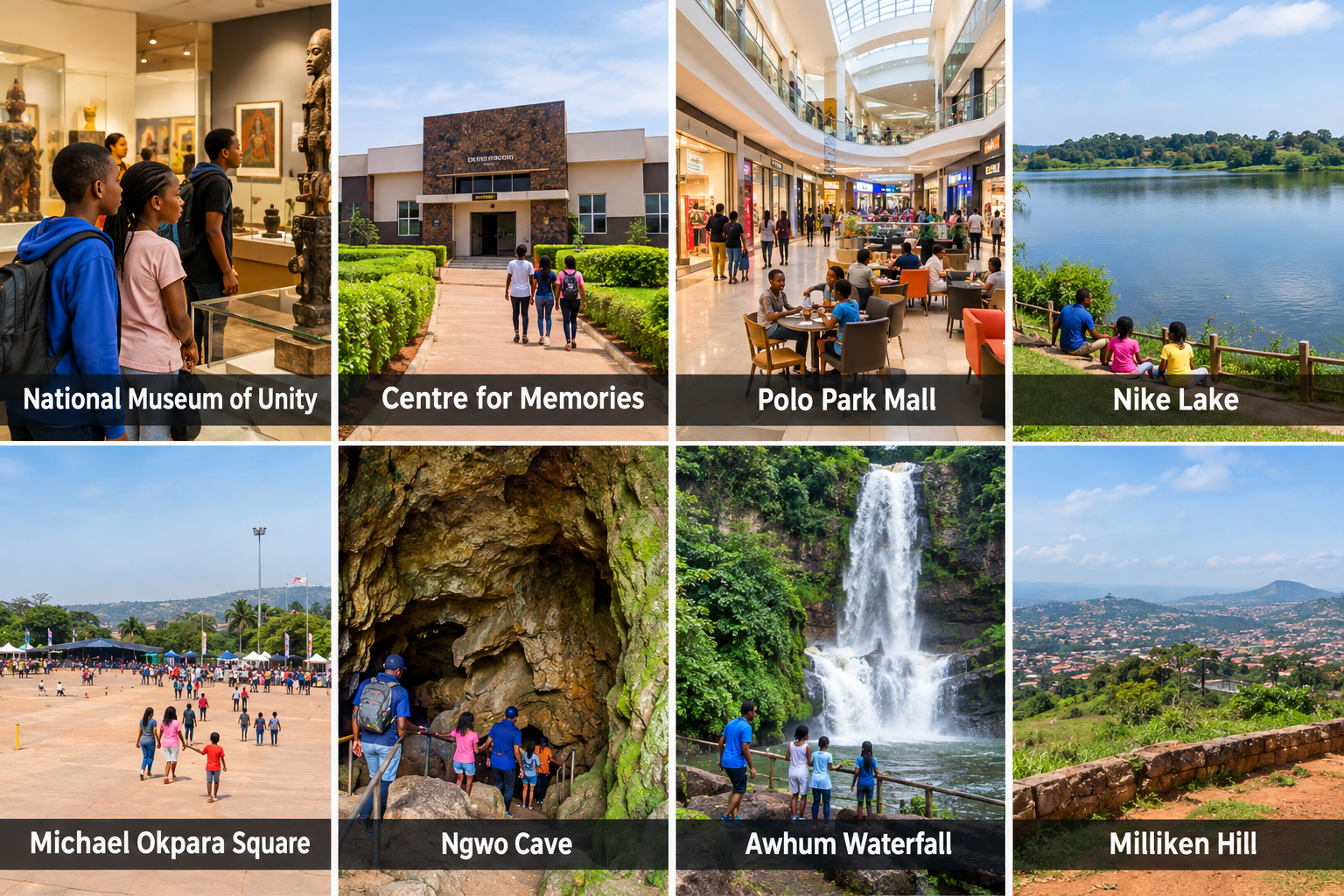 Bildcollage: Enugu mit Kindern: passende Unternehmungen
