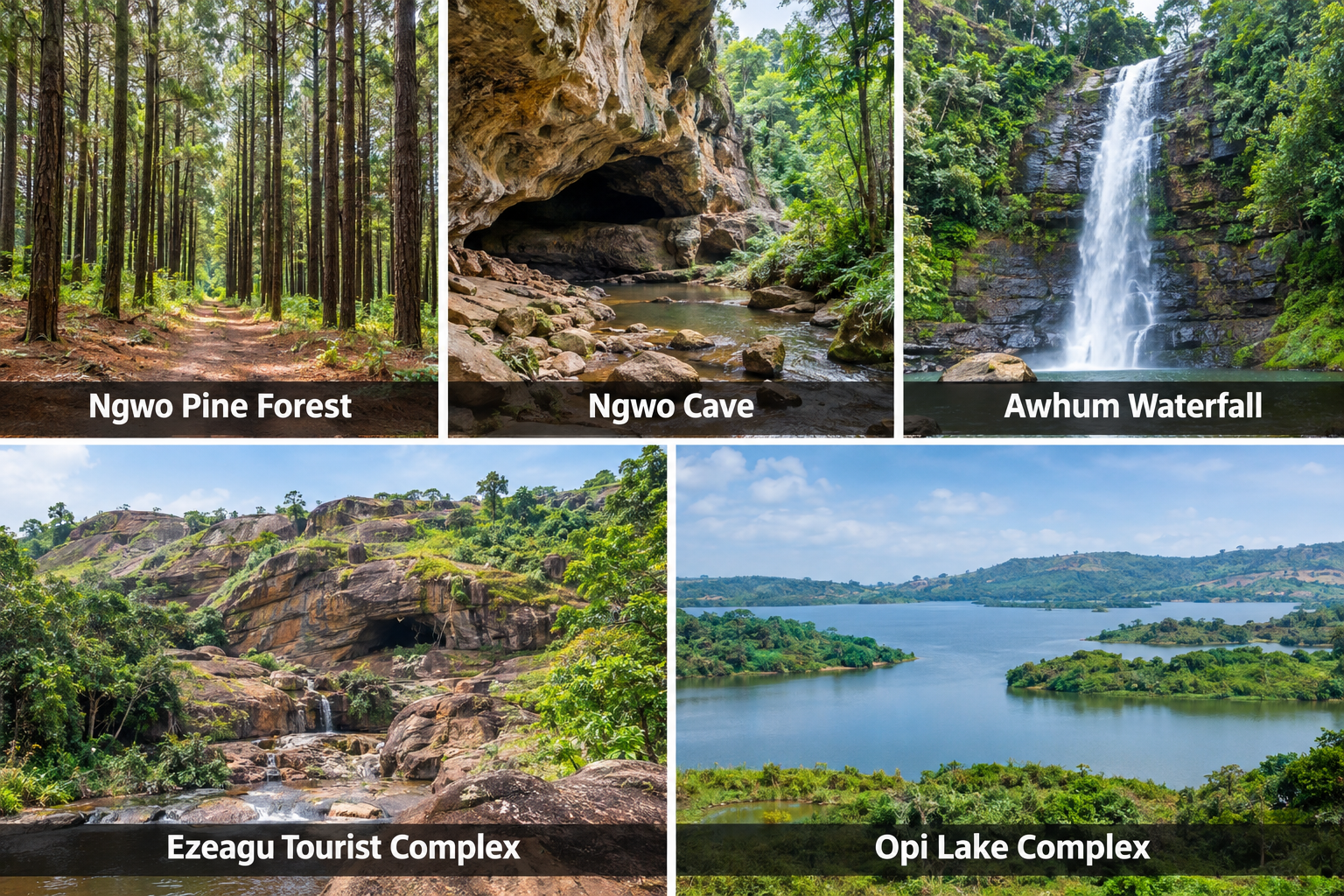 Bildcollage: Tagesausflüge von Enugu