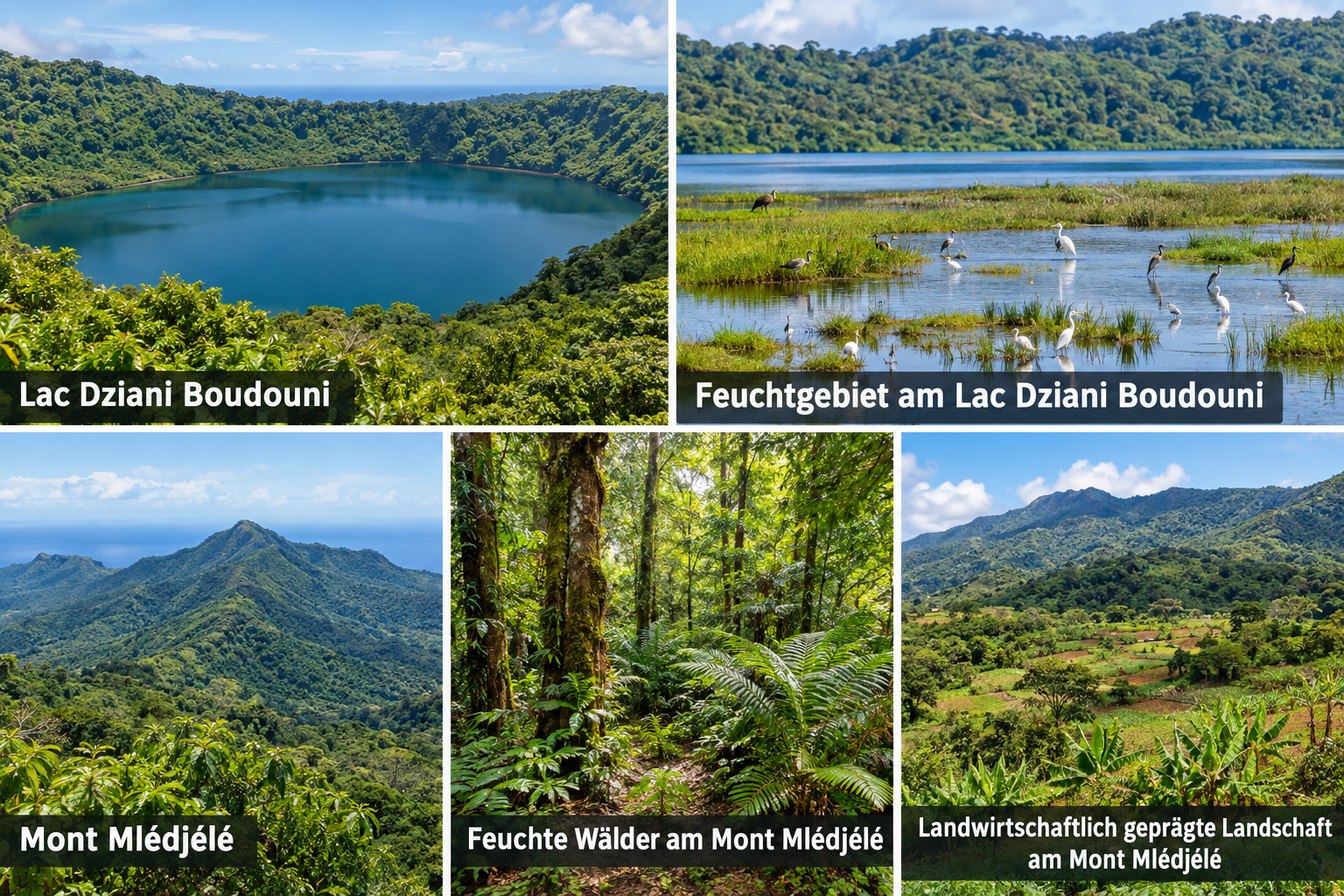 Bildcollage: Wandern im Inselinneren von Mohéli in Fomboni