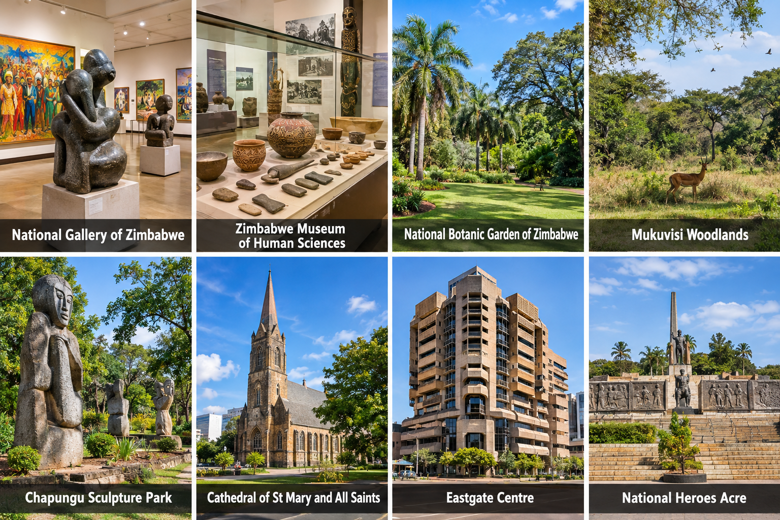Bildcollage: Die schönsten Sehenswürdigkeiten in Harare