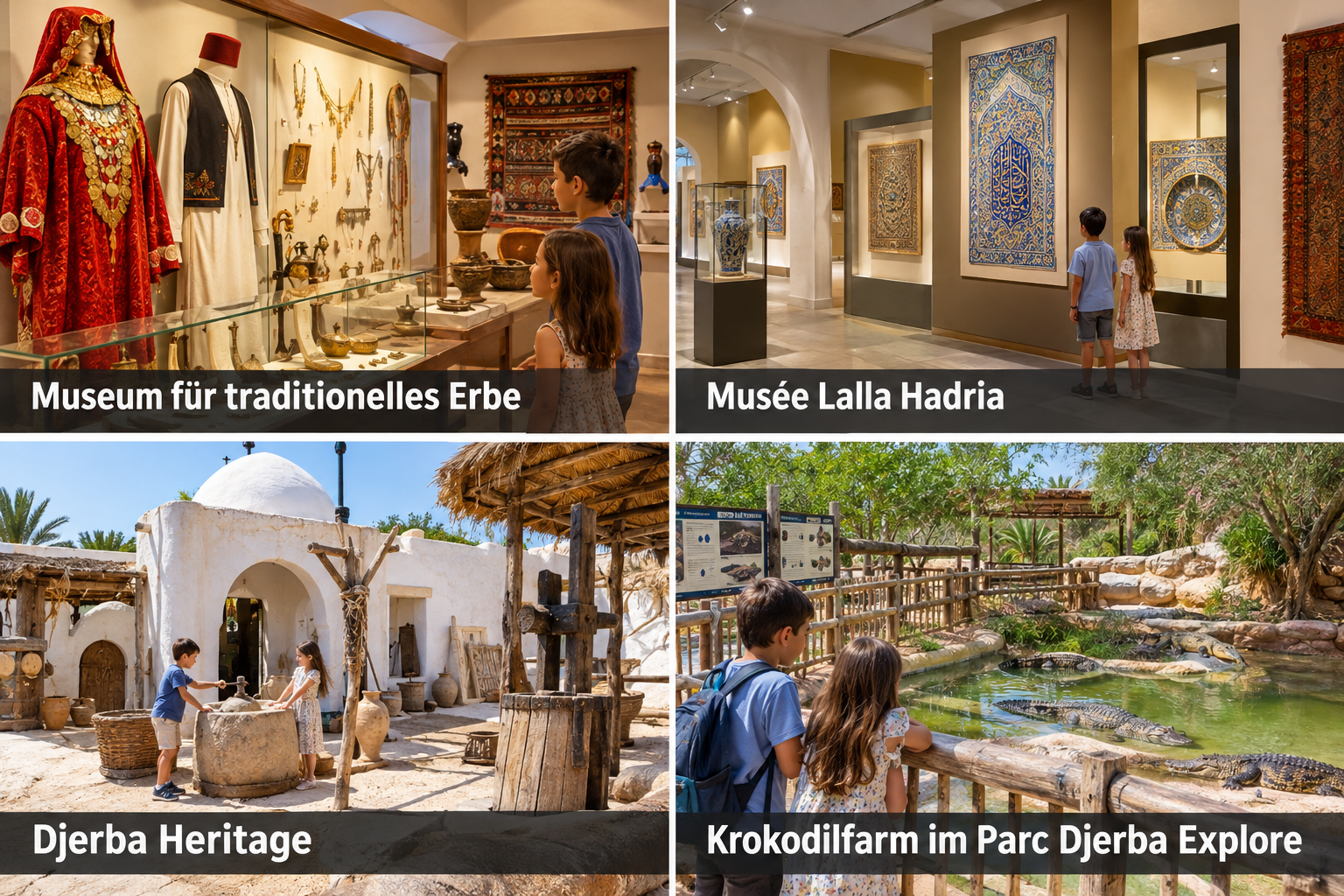 Bildcollage: Houmt Souk mit Kindern