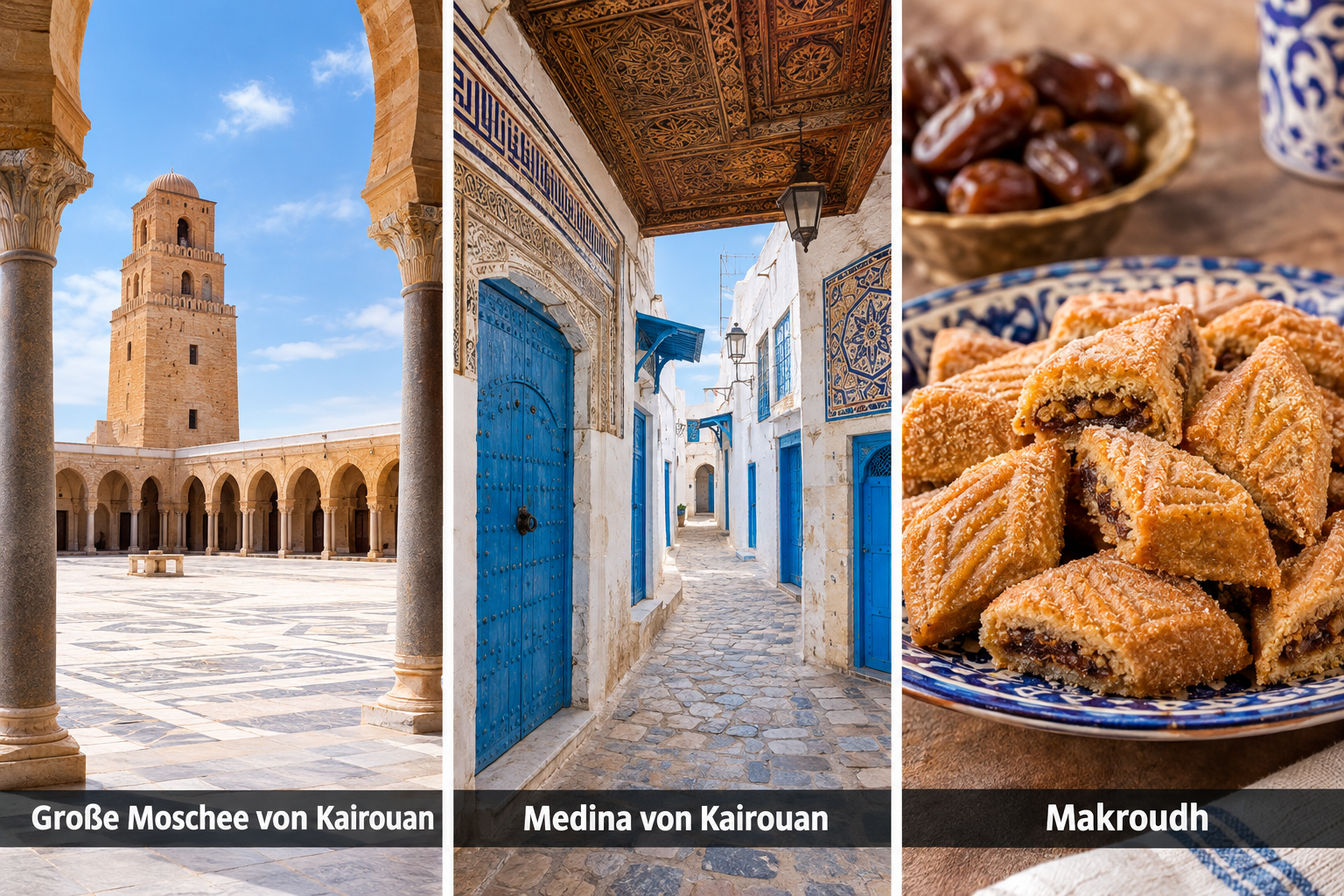 Bildcollage: Kairouan mit Kindern: Ausflüge für Familien
