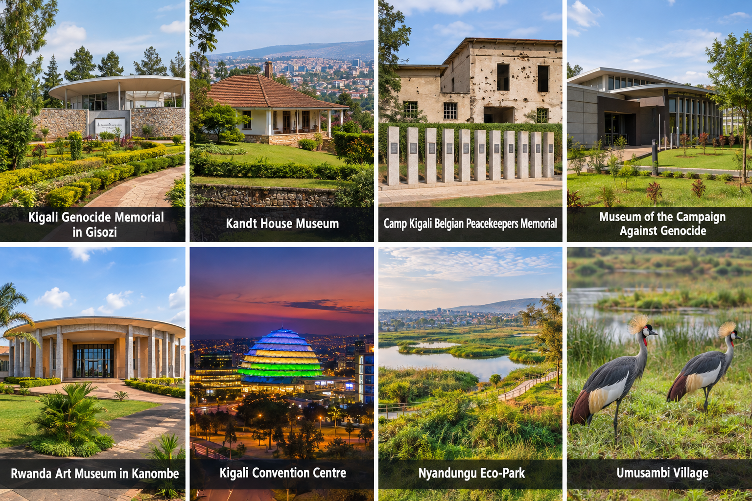 Bildcollage: Die schönsten Sehenswürdigkeiten in Kigali