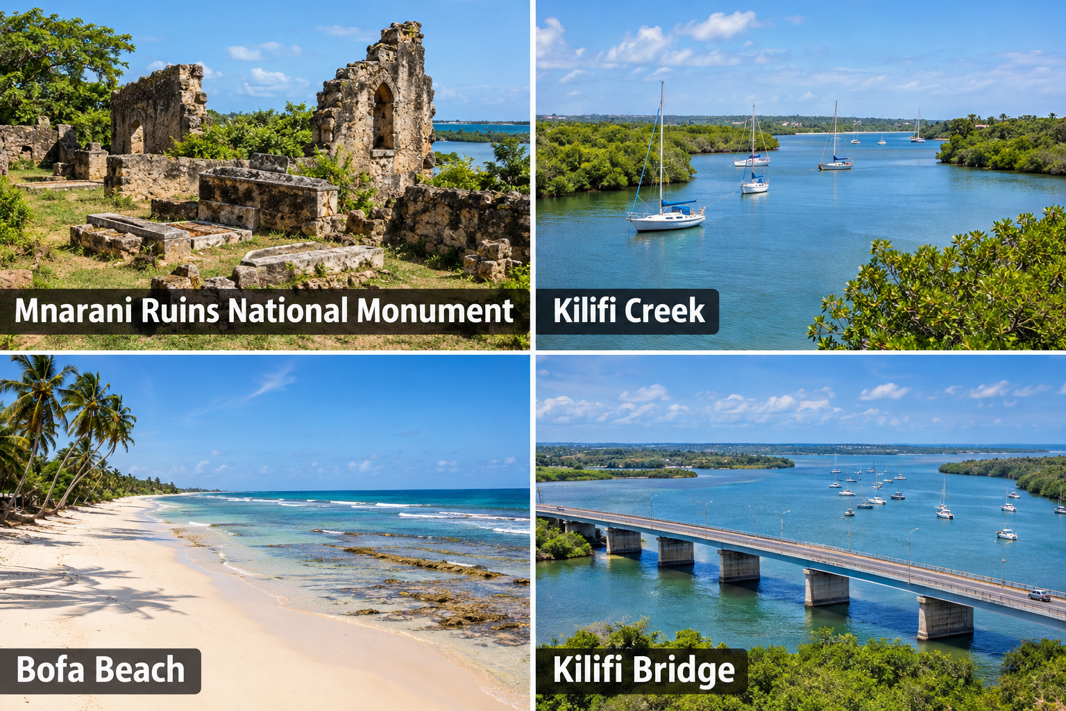 Bildcollage: Die schönsten Sehenswürdigkeiten in Kilifi