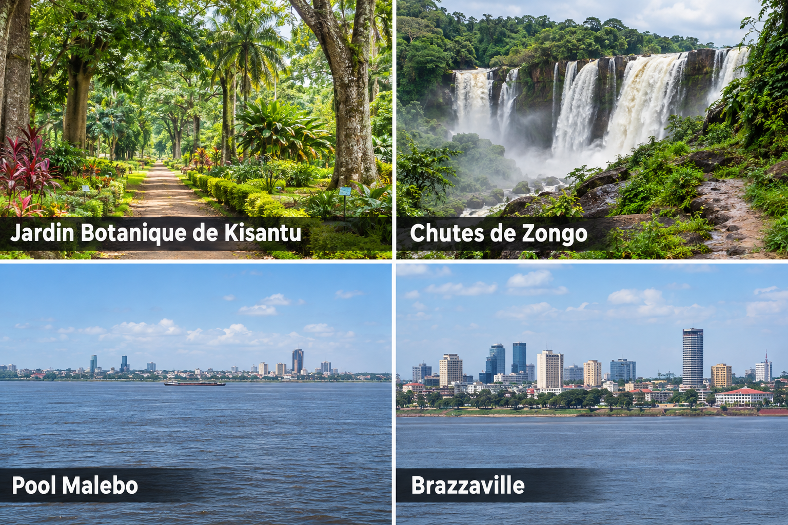 Bildcollage: Ausflüge ab Kinshasa