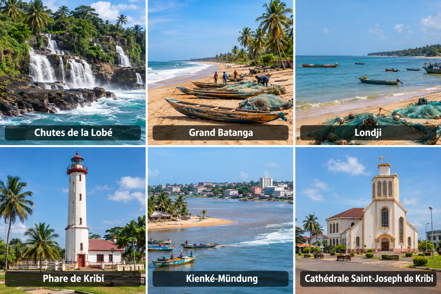 Bildcollage: Die schönsten Sehenswürdigkeiten in Kribi
