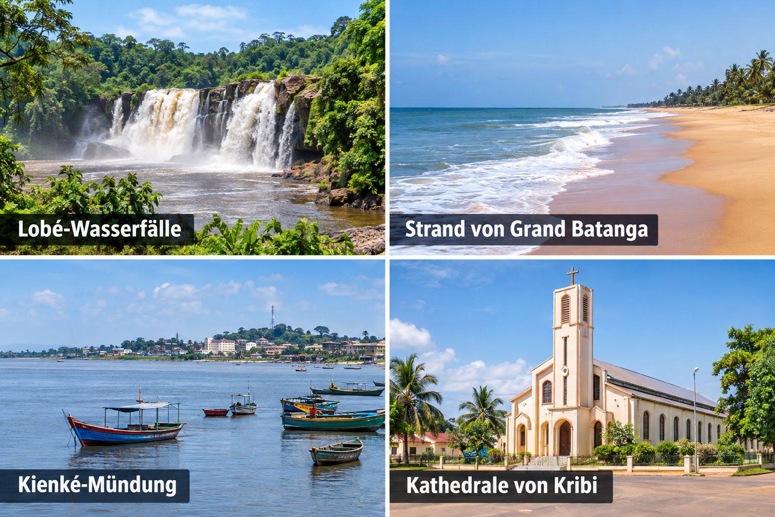 Bildcollage: Kribi mit Kindern: geeignete Ausflüge für Familien