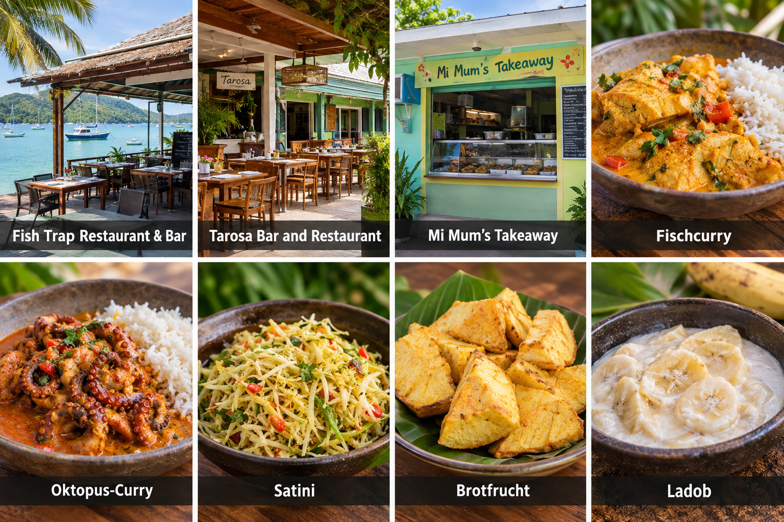 Bildcollage: Essen und Restaurants in La Passe