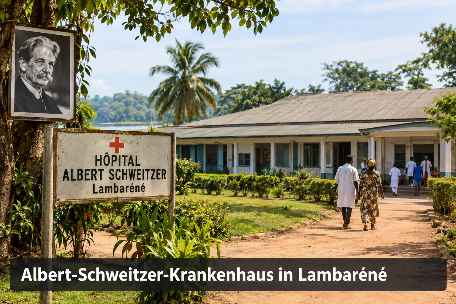 Bildcollage: Geschichte und Kultur differenziert betrachten in Lambaréné