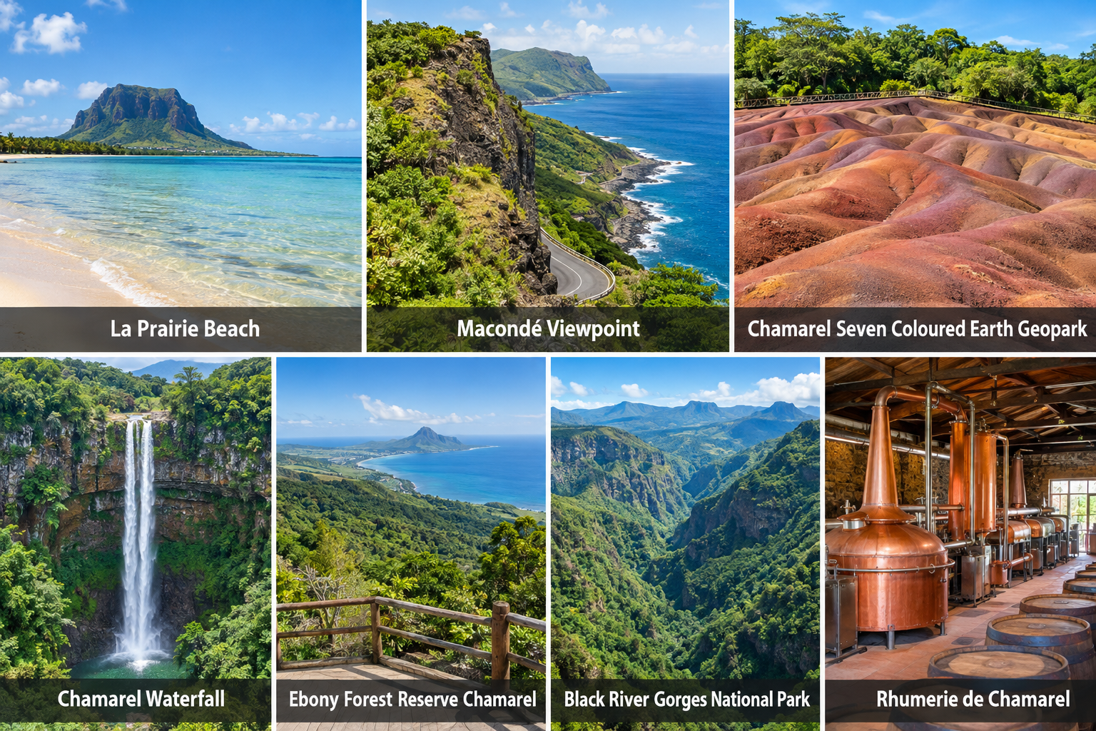 Bildcollage: Ausflüge rund um Le Morne