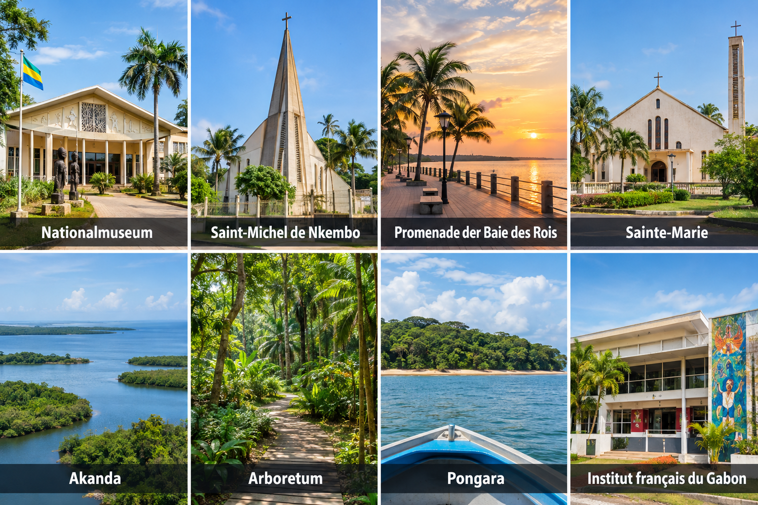 Bildcollage: Aktivitäten und besondere Erlebnisse in Libreville