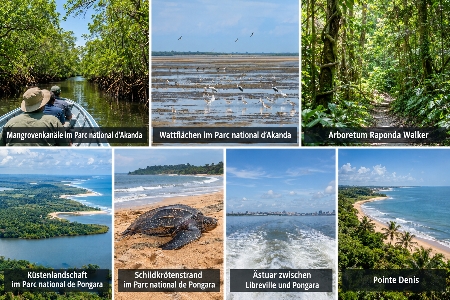 Bildcollage: Naturausflüge ab Libreville