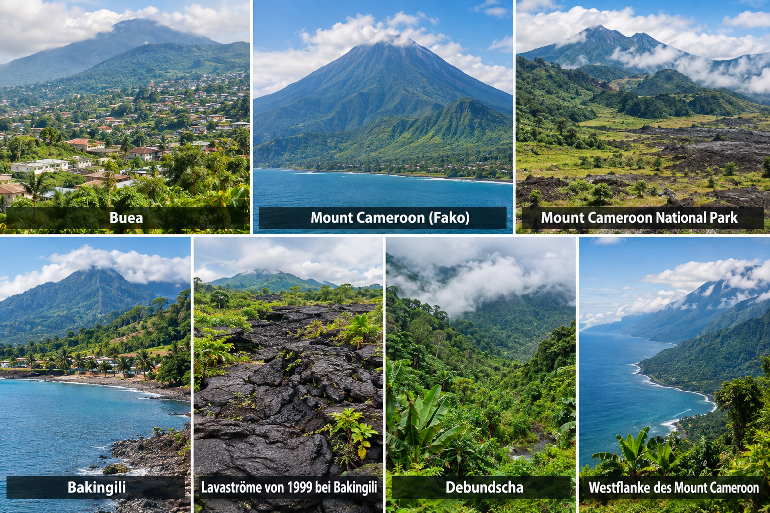 Bildcollage: Ausflüge in die Umgebung von Limbe