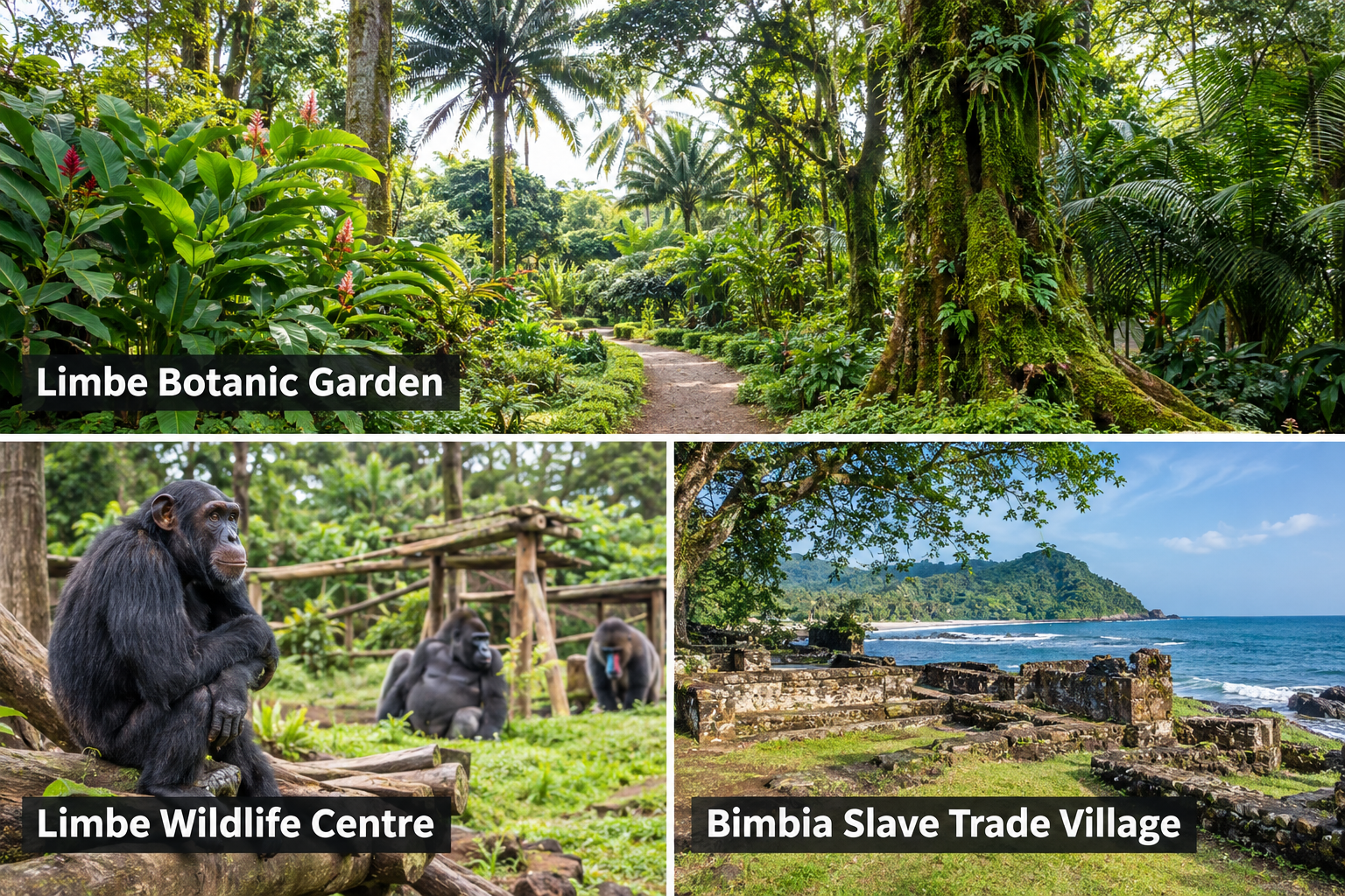 Bildcollage: Die schönsten Sehenswürdigkeiten in Limbe