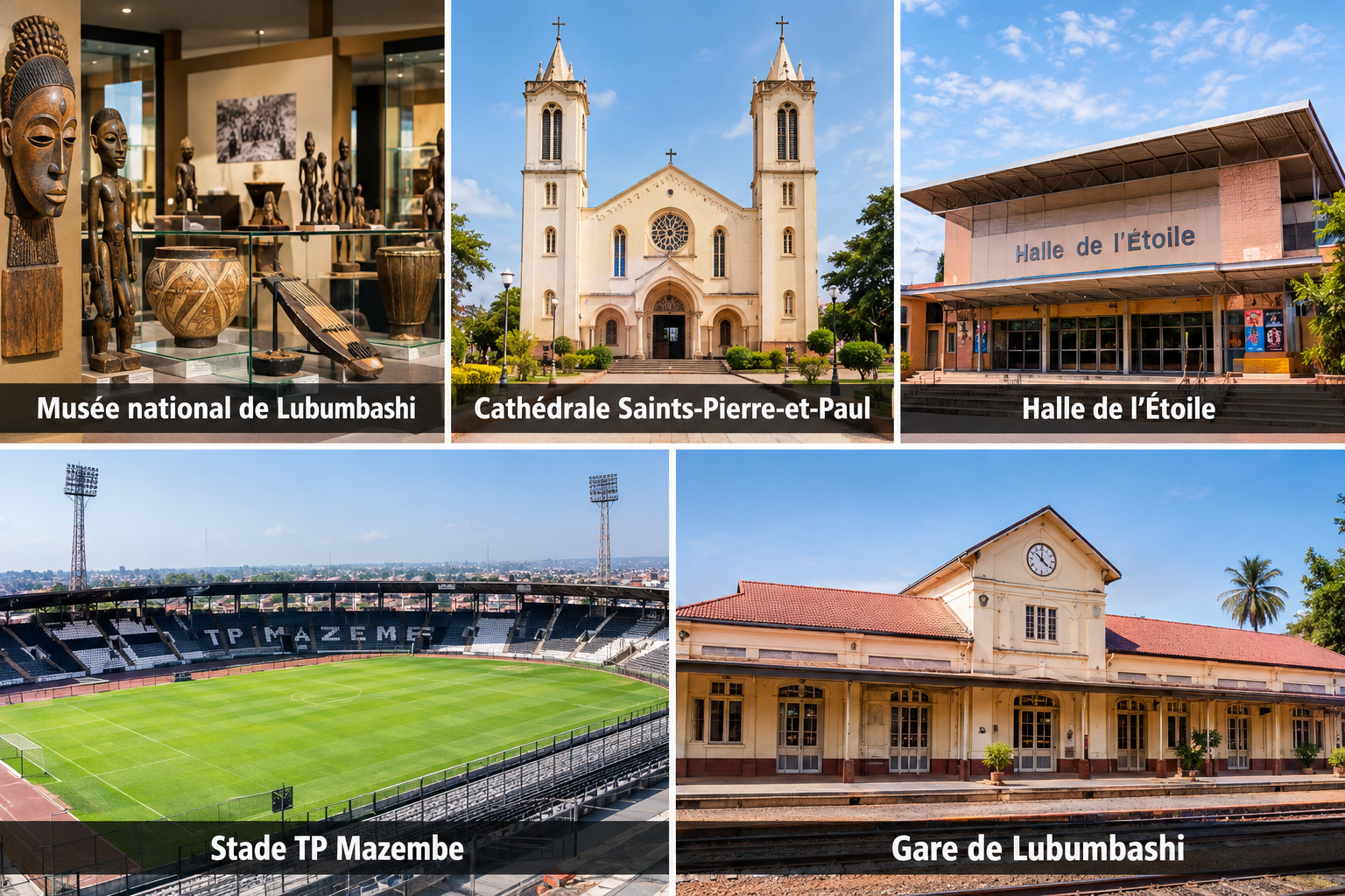 Bildcollage: Die schönsten Sehenswürdigkeiten in Lubumbashi