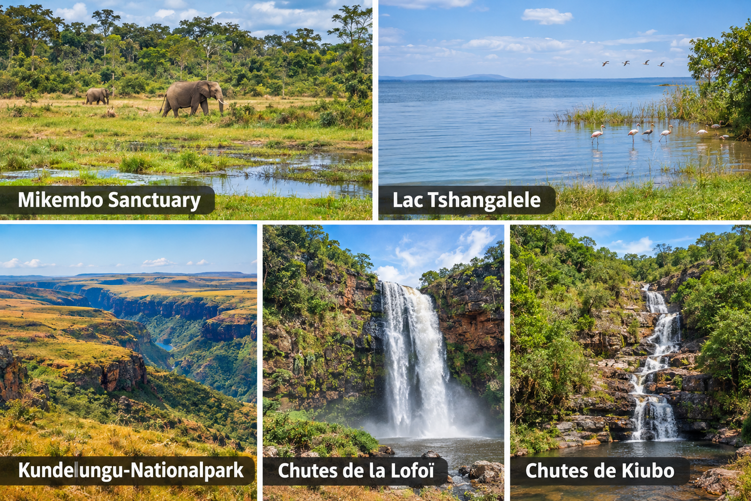 Bildcollage: Naturausflüge ab Lubumbashi