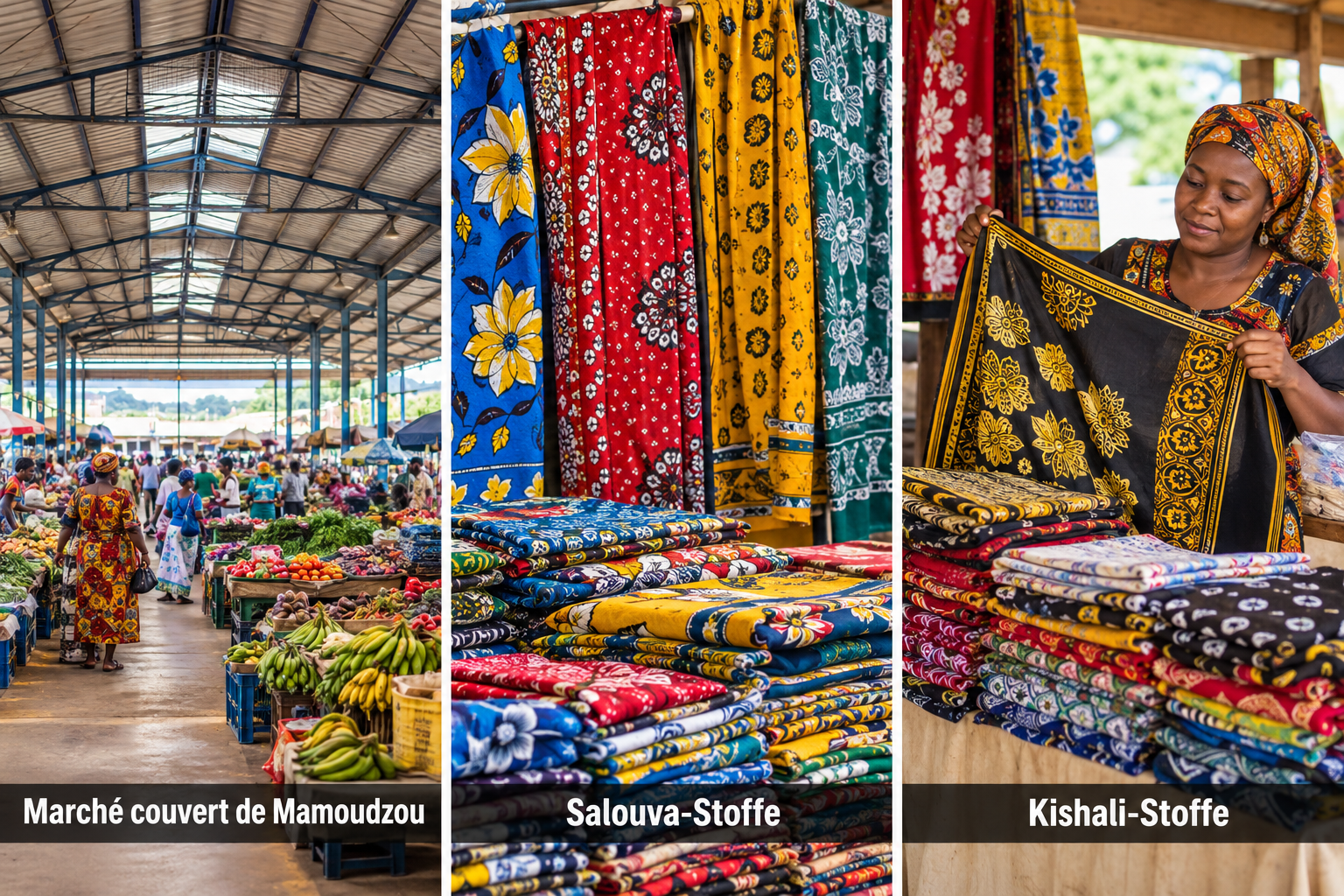 Bildcollage: Shopping und Einkaufen in Mamoudzou