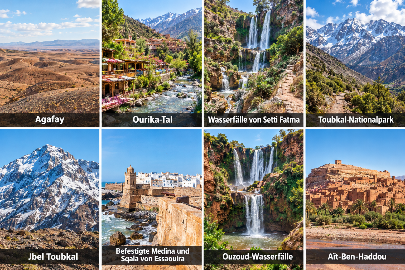 Bildcollage: Ausflüge ab Marrakesch