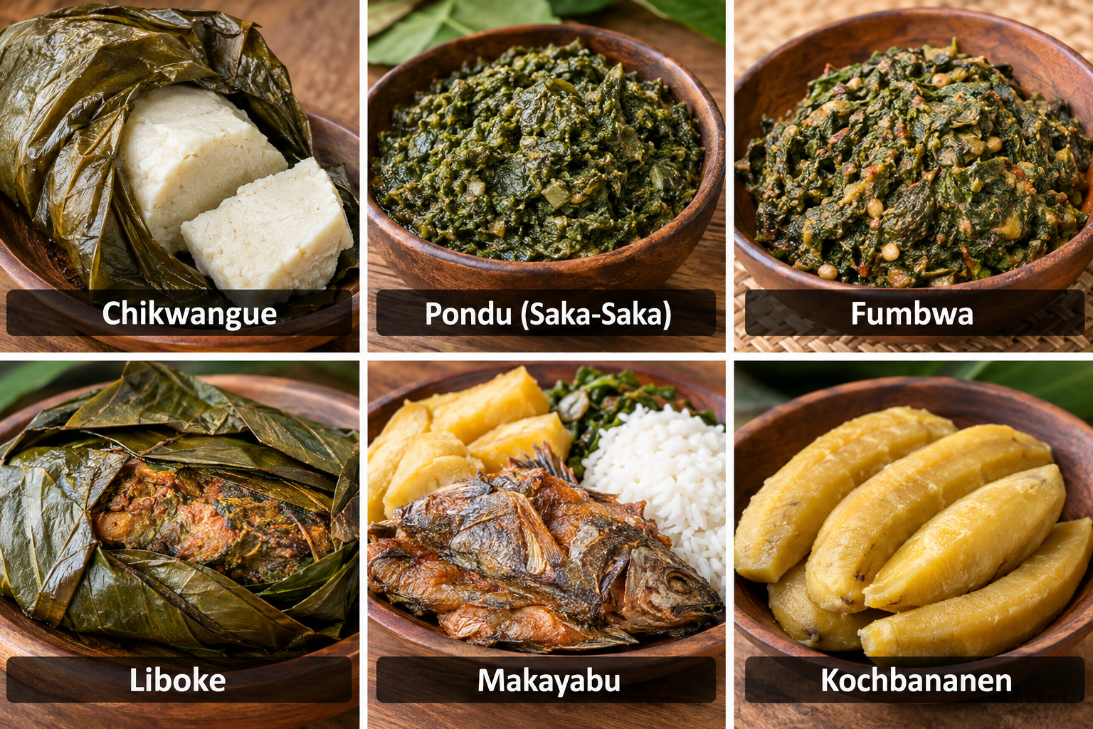 Bildcollage: Lokale Küche in Matadi