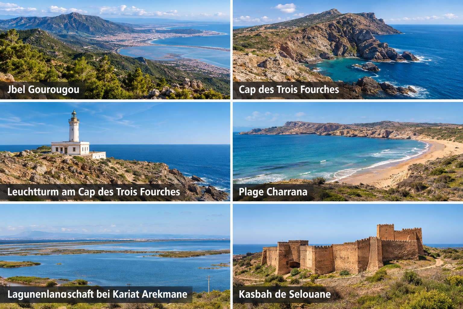 Bildcollage: Die besten Ausflüge rund um Nador