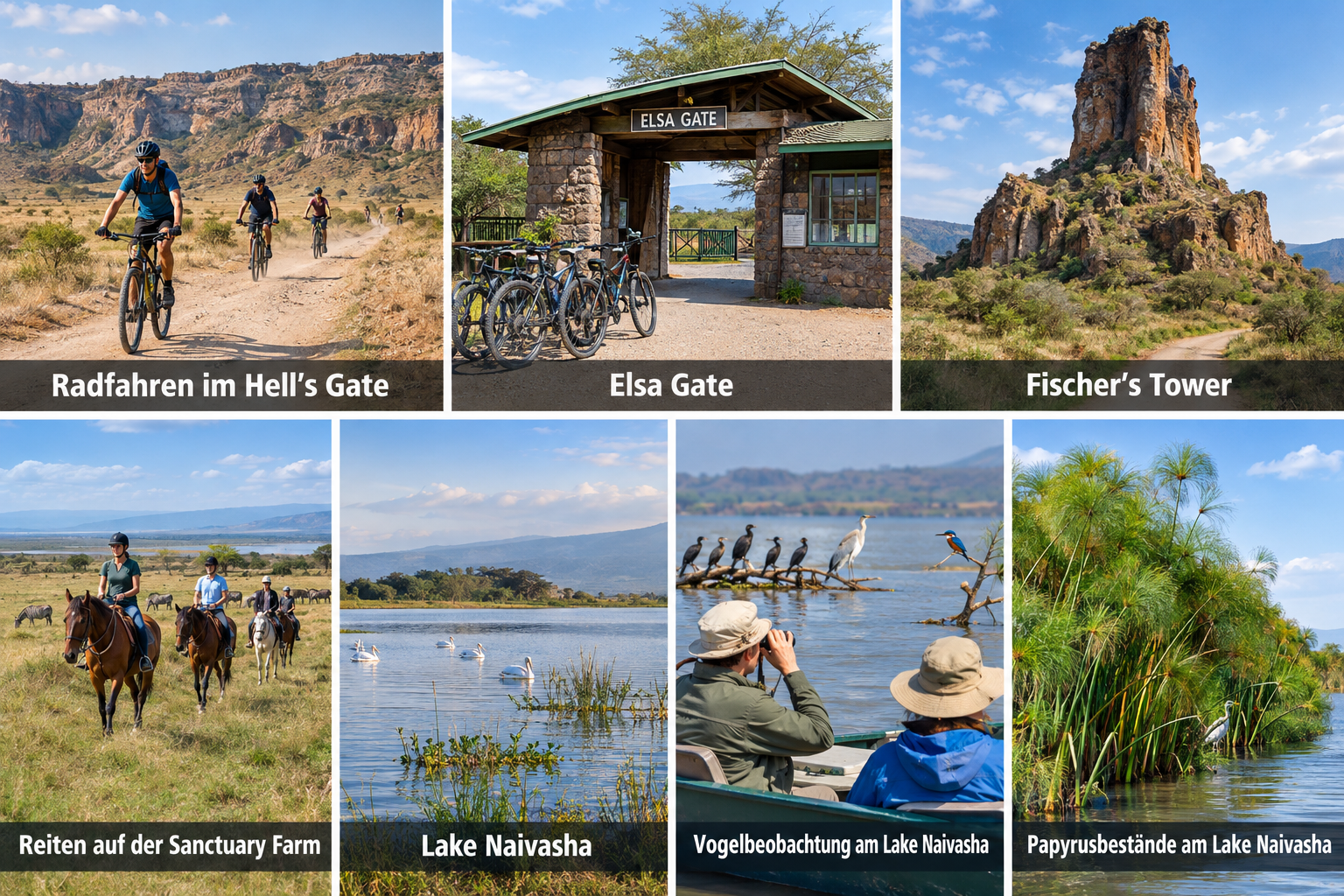 Bildcollage: Aktivitäten in Naivasha