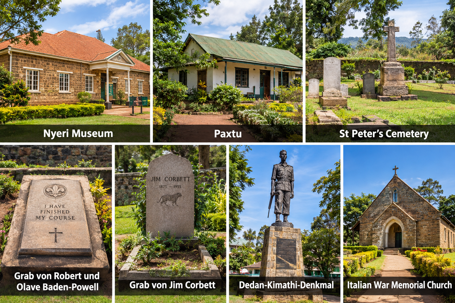 Bildcollage: Die schönsten Sehenswürdigkeiten in Nyeri