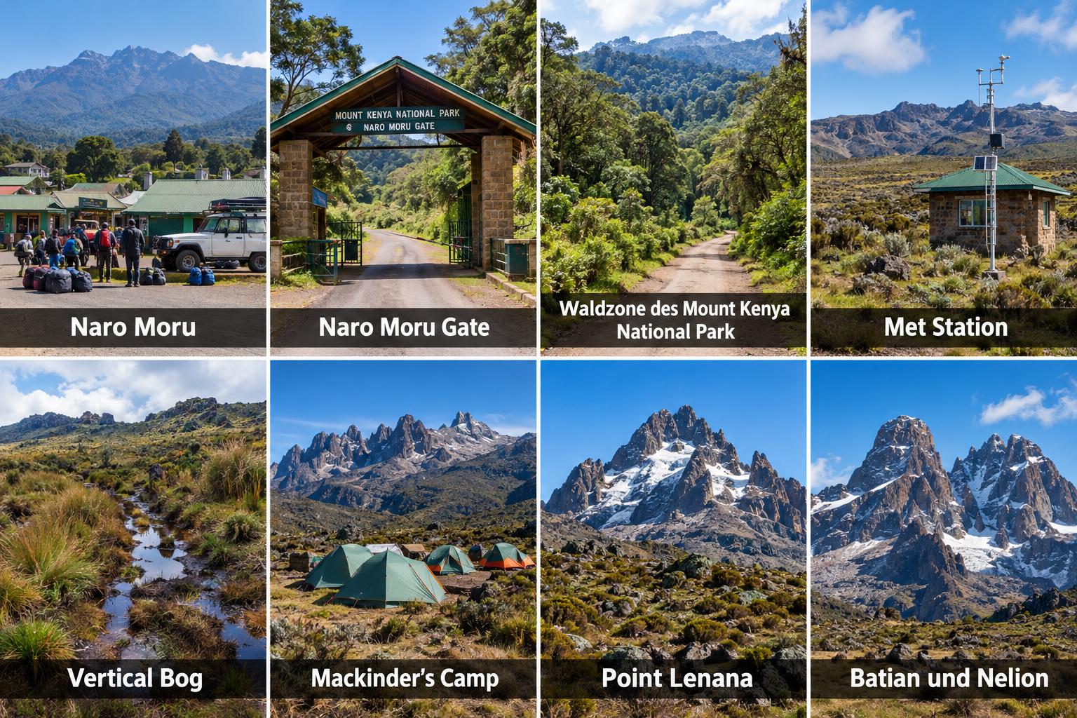 Bildcollage: Mount Kenya über Naro Moru in Nyeri