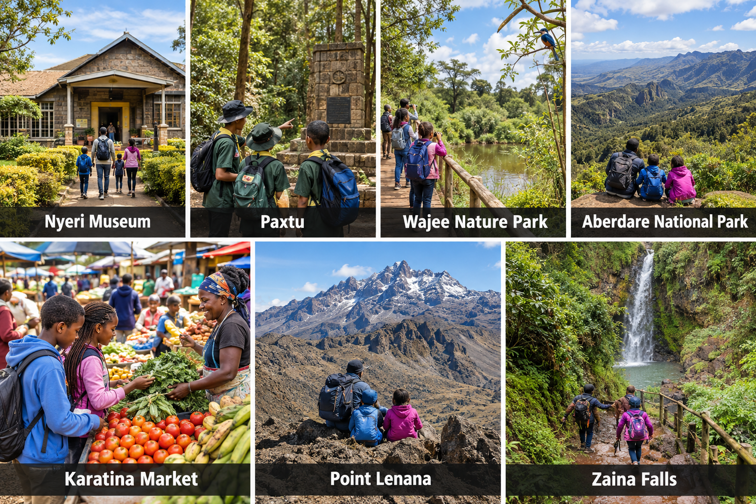 Bildcollage: Nyeri mit Kindern