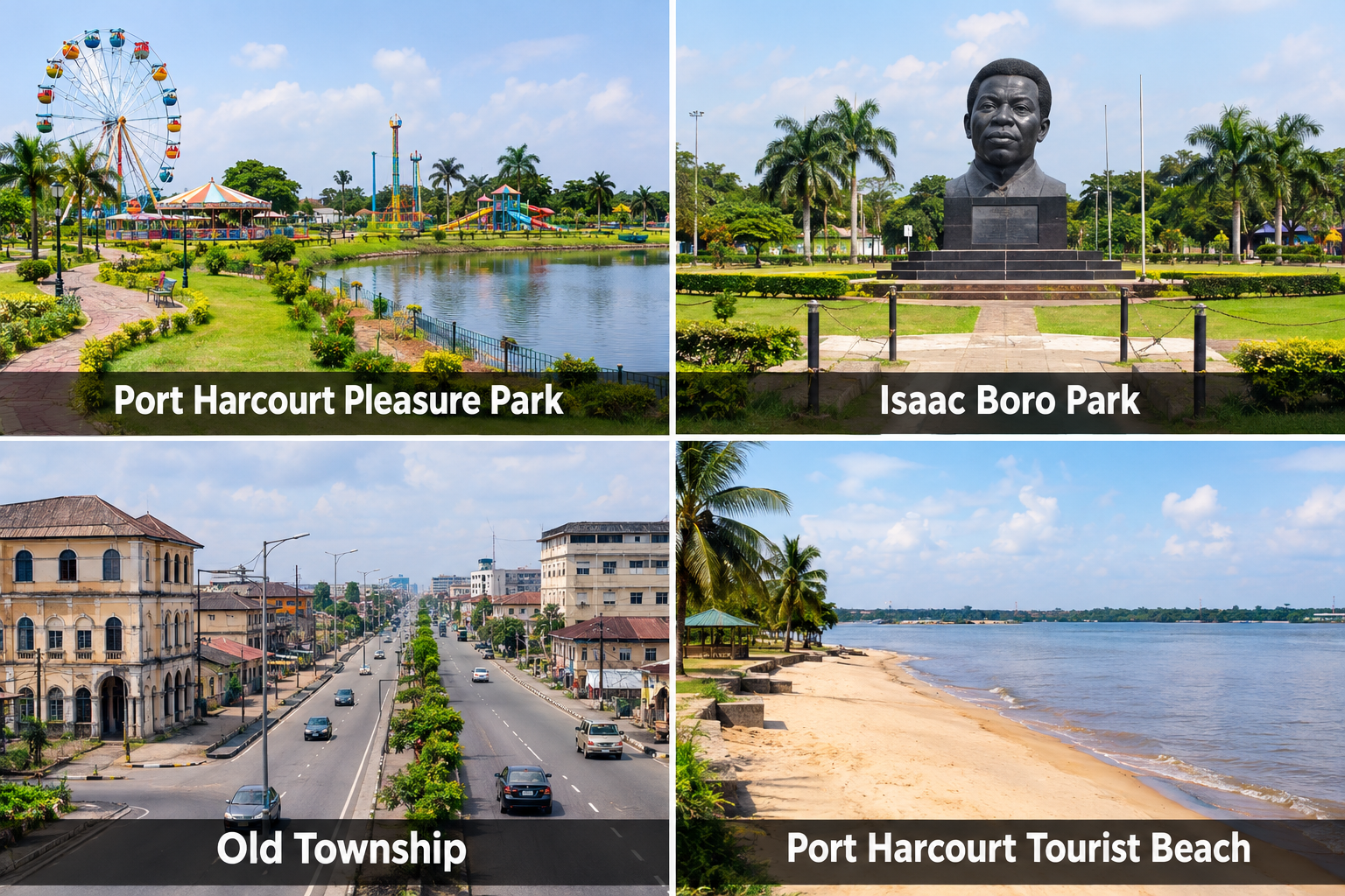 Bildcollage: Die schönsten Sehenswürdigkeiten in Port Harcourt