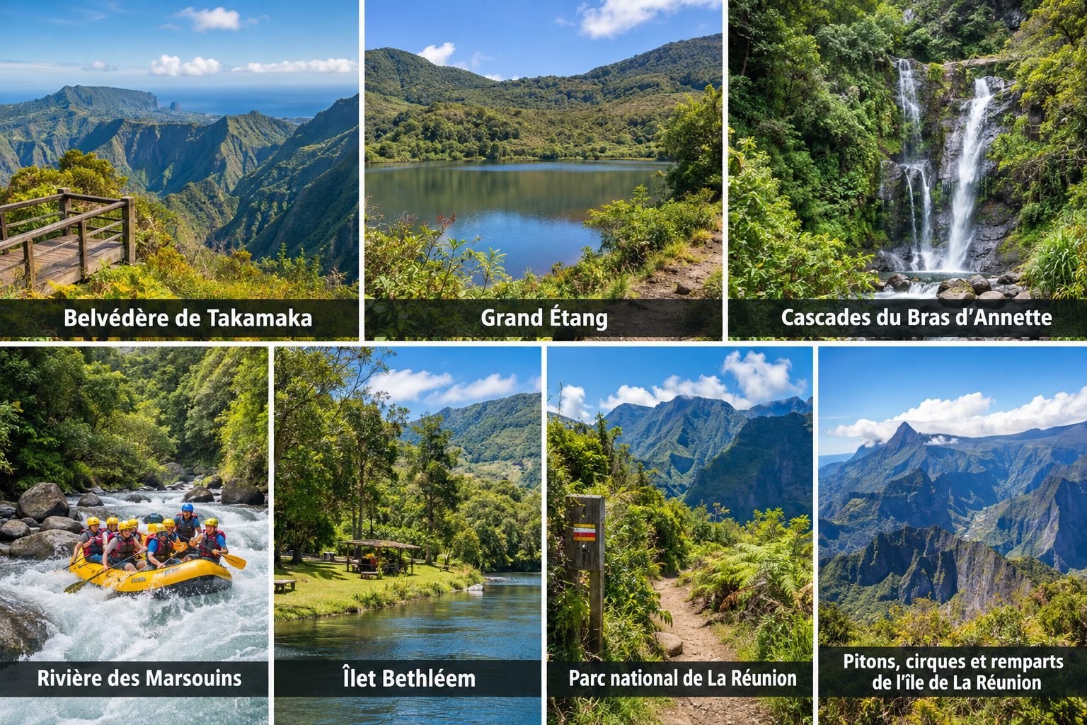 Bildcollage: Wandern und Naturerlebnisse in Saint-Benoît