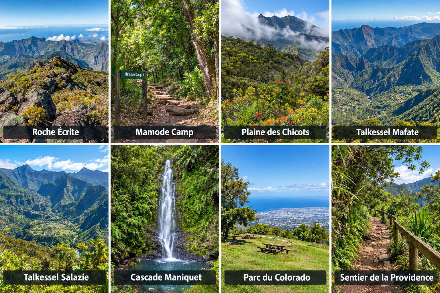 Bildcollage: Wandern und Natur in den Höhen von Saint-Denis