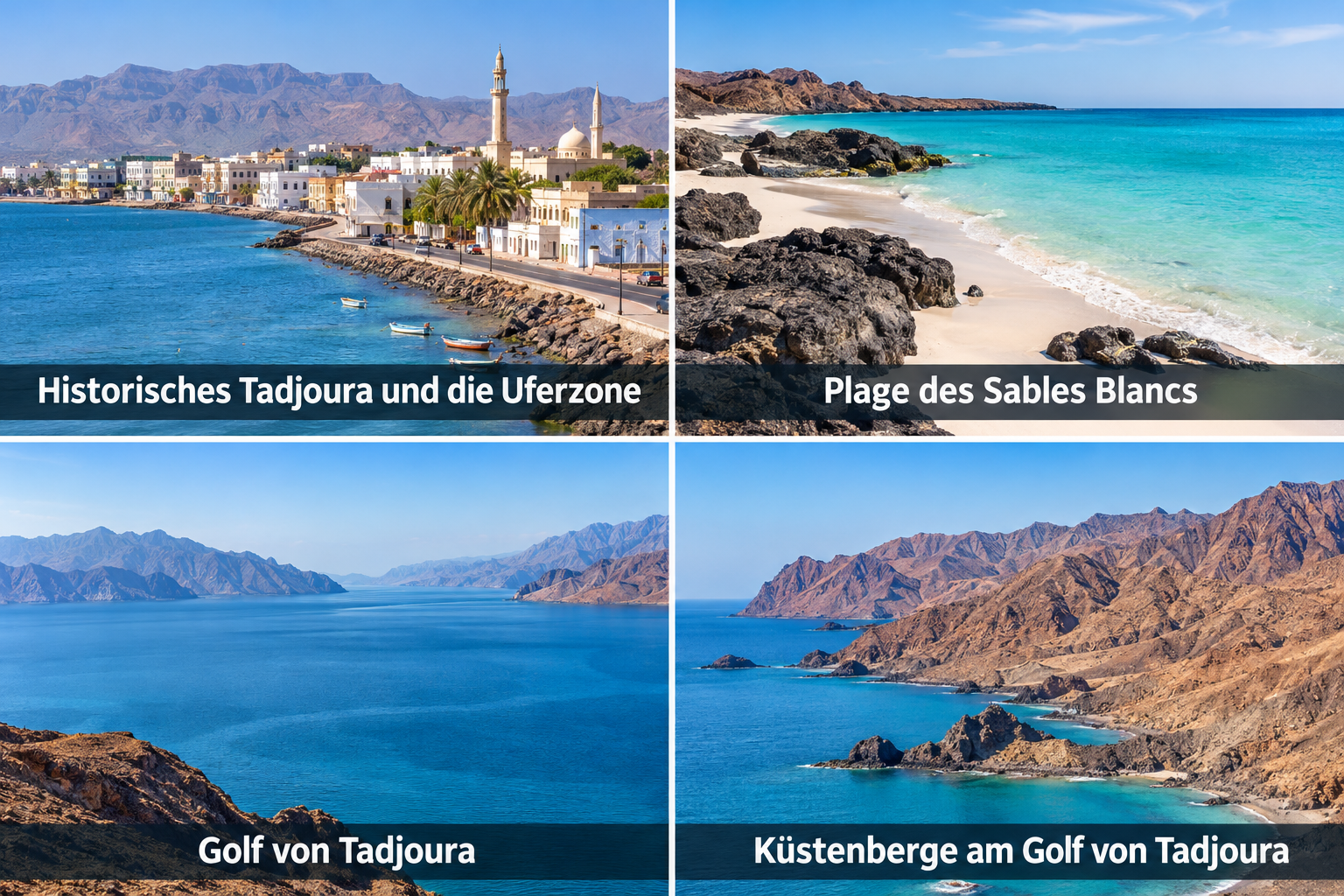 Bildcollage: Die schönsten Sehenswürdigkeiten in Tadjoura