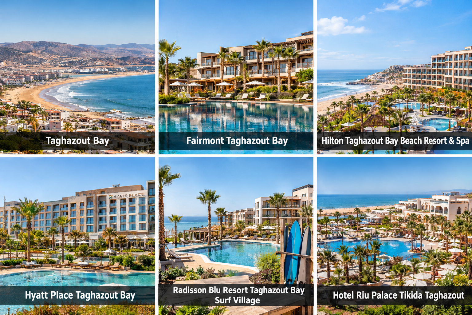 Bildcollage: Unterkünfte: Dorfkern oder Taghazout Bay?
