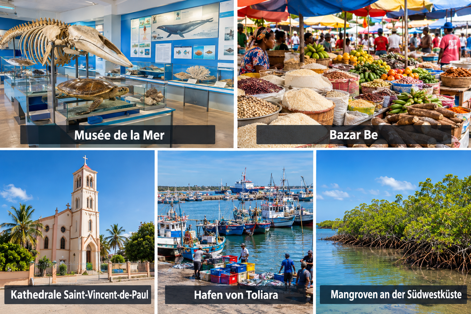 Bildcollage: Die schönsten Sehenswürdigkeiten in Toliara