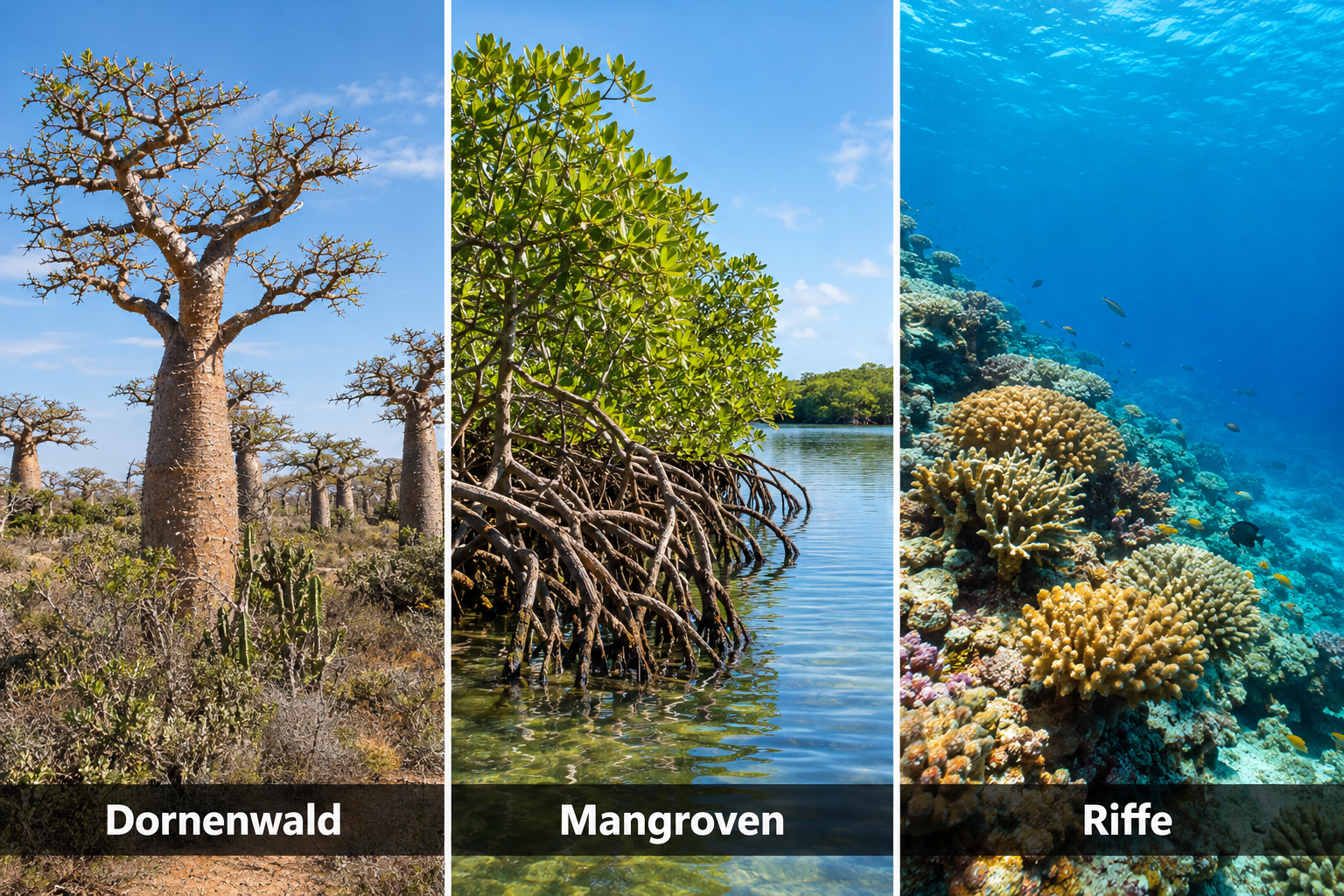 Bildcollage: Natur- und Artenschutz in Toliara