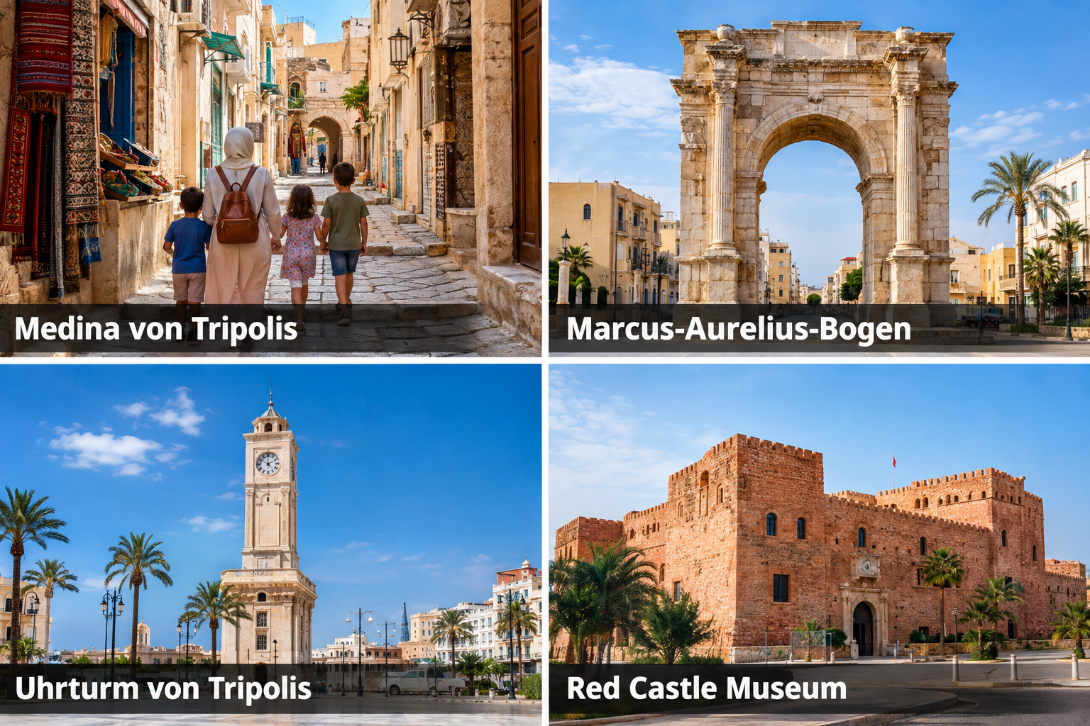 Bildcollage: Tripolis mit Kindern
